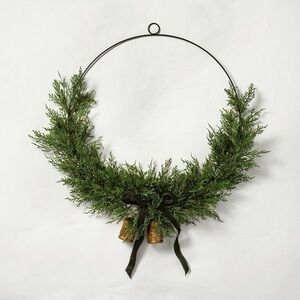 28 inch Fake Cedar Asymetrical Wreath  and Bells - NWT - Target -Hearth and Hand
